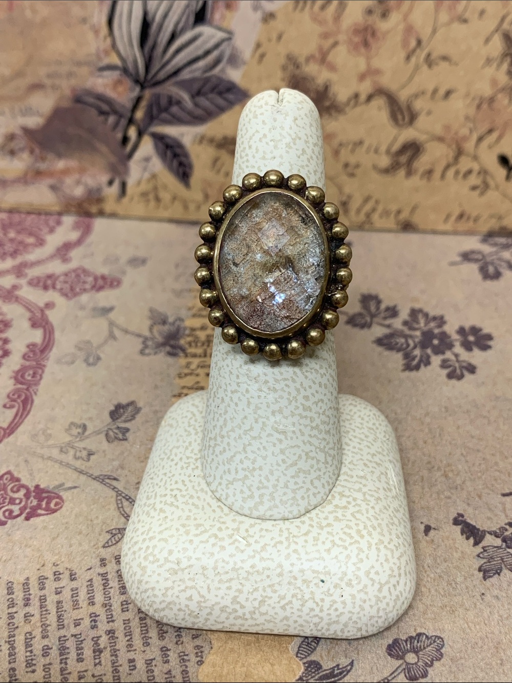 STEPHEN DWECK Signed Rutilated Quartz And Bronze Ring Size 7
